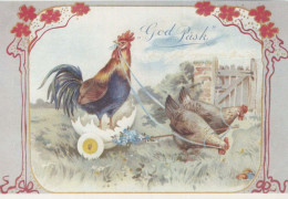 EASTER CHICKEN EGG Vintage Postcard CPA #PKE427.GB - Ostern