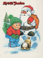 Feliz Año Navidad MUÑECO DE NIEVE NIÑOS Vintage Tarjeta Postal CPSM #PAZ729.ES - Nouvel An
