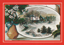 Feliz Año Navidad IGLESIA Vintage Tarjeta Postal CPSM #PAY312.ES - Nouvel An