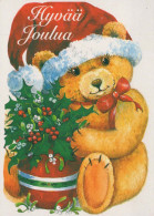 Feliz Año Navidad OSO DE PELUCHE Vintage Tarjeta Postal CPSM #PAW419.ES - Nouvel An