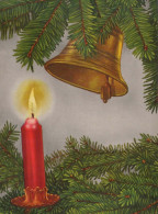 Feliz Año Navidad CAMPANA VELA Vintage Tarjeta Postal CPSM #PAV390.ES - Nouvel An
