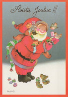 PAPÁ NOEL Animales NAVIDAD Fiesta Vintage Tarjeta Postal CPSM #PAK508.ES - Santa Claus