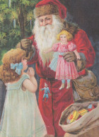 PAPÁ NOEL NIÑO NAVIDAD Fiesta Vintage Tarjeta Postal CPSM #PAK380.ES - Santa Claus
