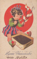 PÂQUES ENFANTS POULET ŒUF Vintage Carte Postale CPA #PKE304.FR - Pâques