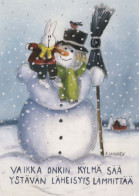 Feliz Año Navidad MUÑECO DE NIEVE Vintage Tarjeta Postal CPSM #PBM536.ES - Nouvel An