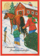 Feliz Año Navidad CABALLO Vintage Tarjeta Postal CPSM #PBM405.ES - Nouvel An