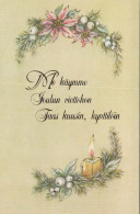 Buon Anno Natale CANDELA Vintage Cartolina CPSM #PAV330.IT - Nouvel An