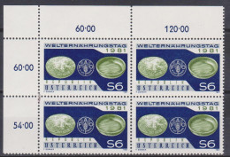 1981 , Mi 1686 ** (1) - 4er Block Postfrisch -  Welternährungstag - Unused Stamps