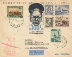 BELGIAN CONGO FIRST FLIGHT BIRTHDAY 100e AIR LINK 1936 - Storia Postale