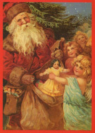 BABBO NATALE ANGELO Buon Anno Natale Vintage Cartolina CPSM #PAK383.IT - Santa Claus