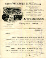 FACTURE.51.MARNE.EPERNAY.INSTITUT ŒNOLOGIQUE DE CHAMPAGNE.Ets.J.WEINMANN CHIMISTE-EXPERT. - Alimentos