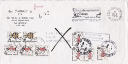 1986--lettre Taxée De NANCY-54(France) Pour FLOIRAC-33--Double Taxe-Retour TOMBLAINE-54-griffe-tp Insectes..cachets - 1961-....