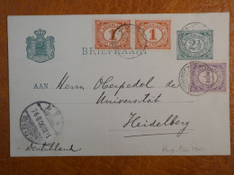I 26 PAYS BAS      BELLE CARTE ENTIER 1900 A HEIDELBERG GERMANY ++AFF. INTERESSANT++ - Postal Stationery