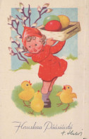 PASQUA BAMBINO POLLO UOVO Vintage Cartolina CPA #PKE306.IT - Easter