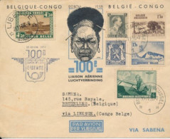 BELGIAN CONGO FIRST FLIGHT BIRTHDAY 100e AIR LINK 1936 - Storia Postale