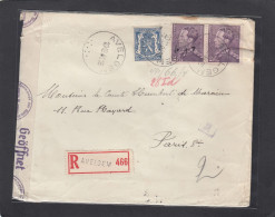 LETTRE RECOMMANDEE D'AVELGEM POUR PARIS, OUVERTE PAR LA CENSURE ALLEMANDE, 1941. - Covers & Documents