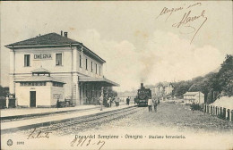 OMEGNA - STAZIONE FERROVIARIA / TRENO - EDIZIONE BRUNNER - SPEDITA 1907 (20932) - Verbania