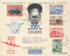 BELGIAN CONGO FIRST FLIGHT BIRTHDAY 100e AIR LINK 1936 - Storia Postale