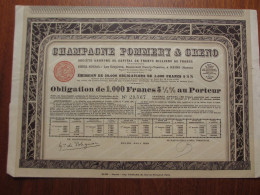 FRANCE - 51 - MARNE - REIMS 1920 - CHAMPAGNE POMMERY ET GRENO - OBLIGATION DE 1 000 FRS 5 1/2% - IMPRIMERIE RICHARD - Andere & Zonder Classificatie