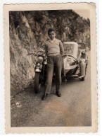 RAGAZZO CON MOTO MOTORCYCLE SIDECAR NON IDENTIFICATO - FOTO ORIGINALE - Other & Unclassified