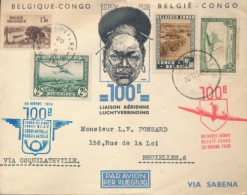 BELGIAN CONGO FIRST FLIGHT BIRTHDAY 100e AIR LINK 1936 - Storia Postale