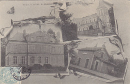 ST.LAURENT BLANGY : CPA 3 VUES ( EGLISE-GARE-CHATEAU ) De 1905  .T.B.ETAT.PETIT PRIX. COMPAREZ!!! - Saint Laurent Blangy