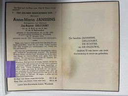 Devotie DP - Overlijden Anna Janssens Echtg Delcourt - Borchtlombeek 1900 - Wambeke 1953 - Décès
