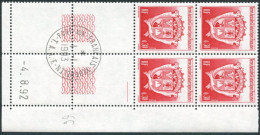 TAAF - N°171/172 - ARMOIRIES - 6 BLOCS DE 4 - COIN DATE 3 ET 4.8.92 OBLITERES EN MARGE - Used Stamps