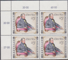 1981 , Mi 1689 ** (2) - 4er Block Postfrisch -  125. Todestag Von Joseph Freiherr Von Hammer Purgstall - Unused Stamps