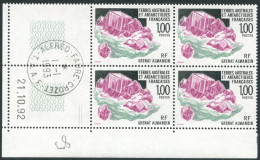 TAAF - N°173 - MINERAUX - 3 BLOCS DE 4 - COIN DATE 21.10.92 OBLITERES EN MARGE - Used Stamps