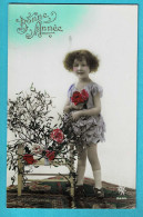 * Fantaisie - Fantasy - Fantasie (Bonne Année - Happy New Year) * (2590) Enfant, Child, Girl, Fille, Roses, Fleurs - Nouvel An