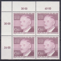 1981 , Mi 1690 ** (1) - 4er Block Postfrisch -  90. Geburtstag Von Julius Raab - Unused Stamps