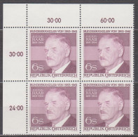 1981 , Mi 1690 ** (2) - 4er Block Postfrisch -  90. Geburtstag Von Julius Raab - Neufs