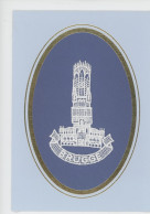 Brugge Belgique -  Le Beffroi - Véritable Dentelle Appliquée Sur CP (double Vierge) - Bestickt