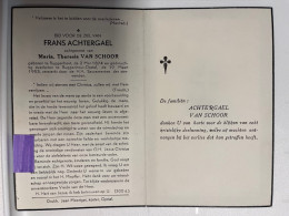 Devotie DP - OverlijdenFrans Achtergael Echtg Van Schoor - Buggenhout 1874 - Opstal 1953 - Obituary Notices
