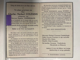 Devotie DP - Overlijden Charles Coussens Echtg Vandenhaute - Lendelede 1884 - 1953 - Deurwaarder Eerste Aanleg Kortrijk - Décès