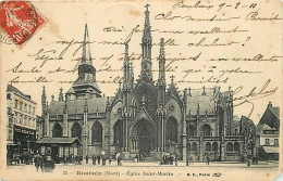 59 - Roubaix - Eglise Saint Martin - Animée - Oblitération Ronde De 1911 - Etat écornée - CPA - Voir Scans Recto-Verso - Roubaix