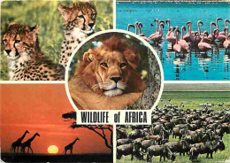 Animaux - Afrique - Wildlife Of Africa - Fauves - Flamants Roses - Girafes - Lion - Multivues - CPM - Voir Scans Recto-V - Other & Unclassified