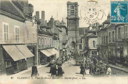 58 - Clamecy - La Place Du Grand Marché - Animée - CPA - Oblitération De 1921 - Voir Scans Recto-Verso - Clamecy