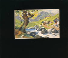 Art Peinture - Signée S. Bonelli N° 22 -Italie Ou Suisse Italienne - Paysage  Montagne Arbre Chalet - Malerei & Gemälde