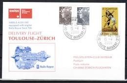 2009 Toulouse-Zurich Swissair/Swiss Erstflug 1er Vol First Flight Delivery Flight,-1 Cover - Erst- U. Sonderflugbriefe