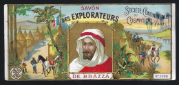 Ancienne étiquette Savon Ds Explorateurs  Stée Continentale Du  Cosmydor Paris  " De Brazza" Numérotée 2398 Superbe - Etichette