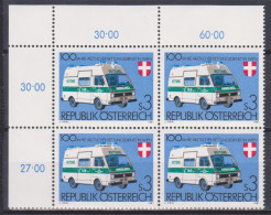 1981 , Mi 1694 ** (1) - 4er Block Postfrisch -  100 Jahre ärztlicher Rettungsdienst , Wien - Ungebraucht