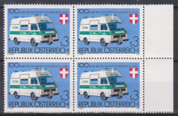 1981 , Mi 1694 ** (3) - 4er Block Postfrisch -  100 Jahre ärztlicher Rettungsdienst , Wien - Ungebraucht