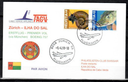 1999 Zurich-Ilha Do Sol Swissair/ CVA 1er Vol First Flight Erstflug-1 Cover - Erst- U. Sonderflugbriefe