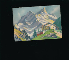 Art Peinture -  Paysage Montagne Neige Chalets Pins  - France, Suisse Italie ?,?) - Paintings