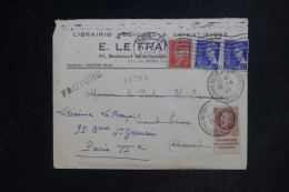 FRANCE - Enveloppe Commerciale De Paris Pour Paris En 1943, Affranchissement Varié Dont Pétain Avec Bande Pub - L 152986 - 1921-1960: Modern Tijdperk