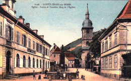 68 -  SAINTE CROIX Aux MINES - Eglise - Ecoles Et Fontaine - Rue De L'eglise - Sainte-Croix-aux-Mines