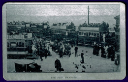 Ref 1655 - Early Unusual Alumino Postcard - Buses At The Slip Swansea - Wales - Glamorgan