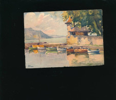 Art Peinture - Signée MArc - Suisse Vevey Port De La Tour - Barques - Malerei & Gemälde